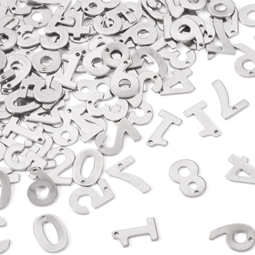 2806 100pcs Number Stainless Steel Pendants Number 0-9 Dangle Earring
